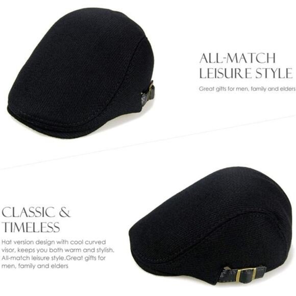 Sumolux Mens Newsboy Cap Winter Beret Hat Cabbie Flat Cap - Picture 4 of 8